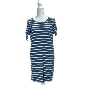 Jane and Delancey dress Denim Blue color size S scoop neck striped blue white